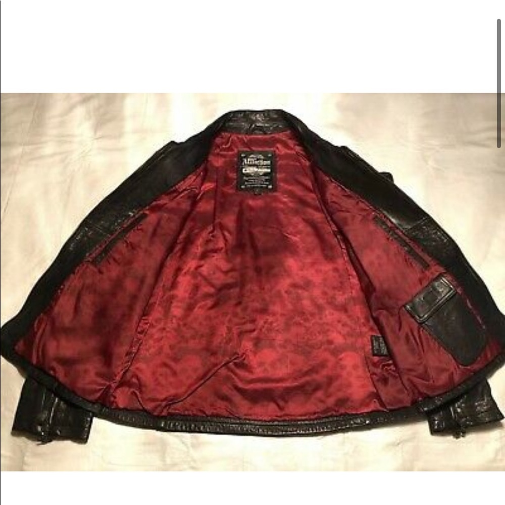 Affliction leather jacket with red stitching